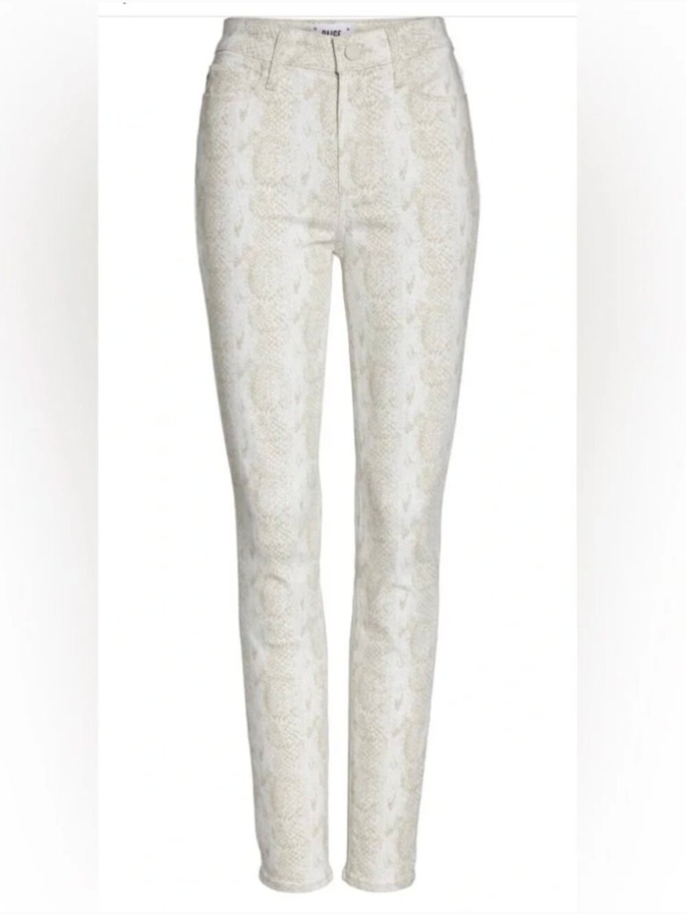 Paige Hoxton Ultra Skinny Snake Print Cream Jeans 31